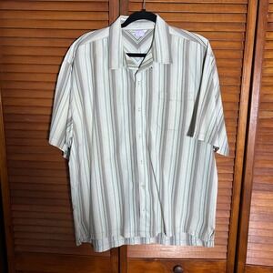 Tommy Bahama Mens XL 100% Silk Striped Short Sleeve Button Up Camp Shirt